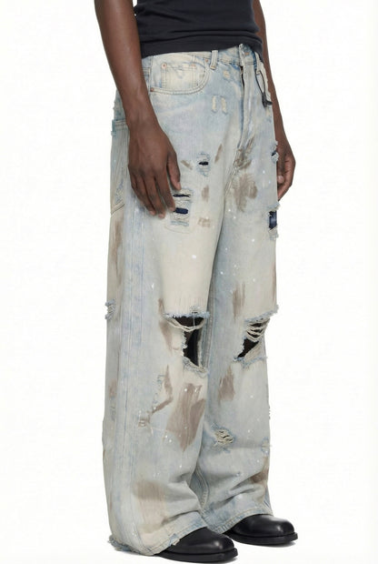 IAC | DIRTY EARTH DISTRESSED BAGGY JEANS