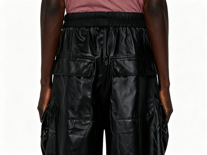 IAC | Black OO leather cargo pants