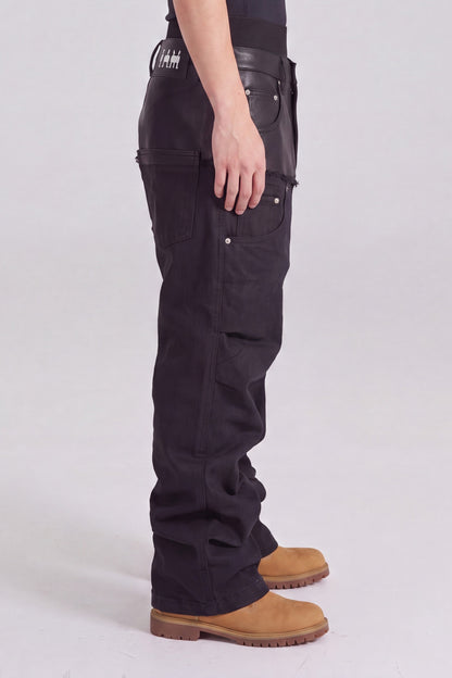 IAC | DOUBLE BLACK DENIM LEATHER JEANS