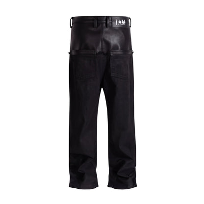 IAC | DOUBLE BLACK DENIM LEATHER JEANS