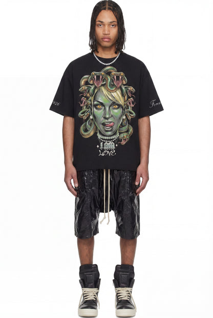 IAC | LEATHER EFFECT DARK CREATCH SHORTS