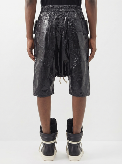 IAC | LEATHER EFFECT DARK CREATCH SHORTS