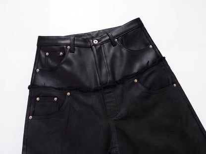 IAC | DOUBLE BLACK DENIM LEATHER JEANS