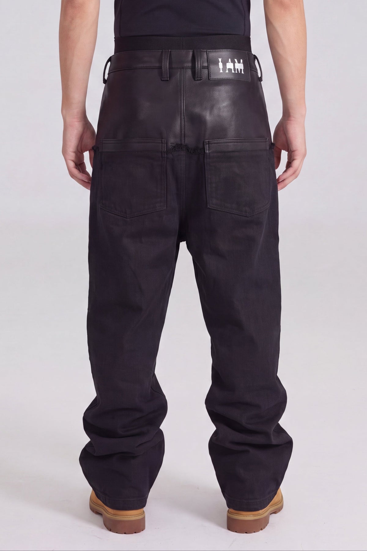 IAC | DOUBLE BLACK DENIM LEATHER JEANS