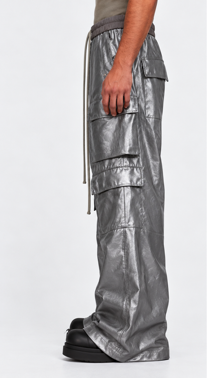 IAC | Silver OO leather cargo pants